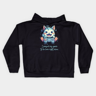 I Paused My Game Cat Gamer Gifts Funny Gaming Cat Gamer Kids Hoodie